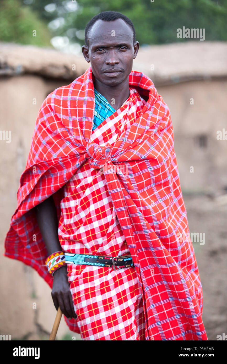 Ritratto di uomo Masai, Kenya Foto Stock