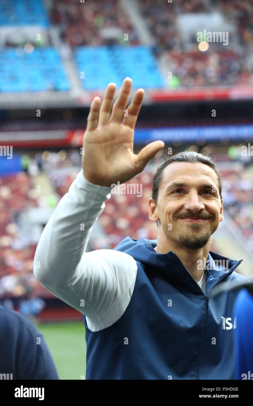 Mosca, Russia. 17 Giugno, 2018. Calciatore svedese Zlatan Ibrahimovic partecipa alla Coppa del Mondo FIFA Russia 2018 Gruppo F match tra Germania 0-1 Messico a Luzhniki Stadium di Mosca, Russia, 17 giugno 2018. Credito: Kenzaburo Matsuoka/AFLO/Alamy Live News Foto Stock