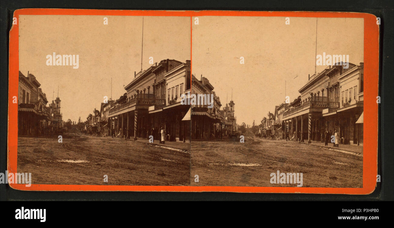 371 viste street, edifici e tre uomini stavano in piedi, Santa Cruz , da Bell, W. A. , fl. 187- Foto Stock