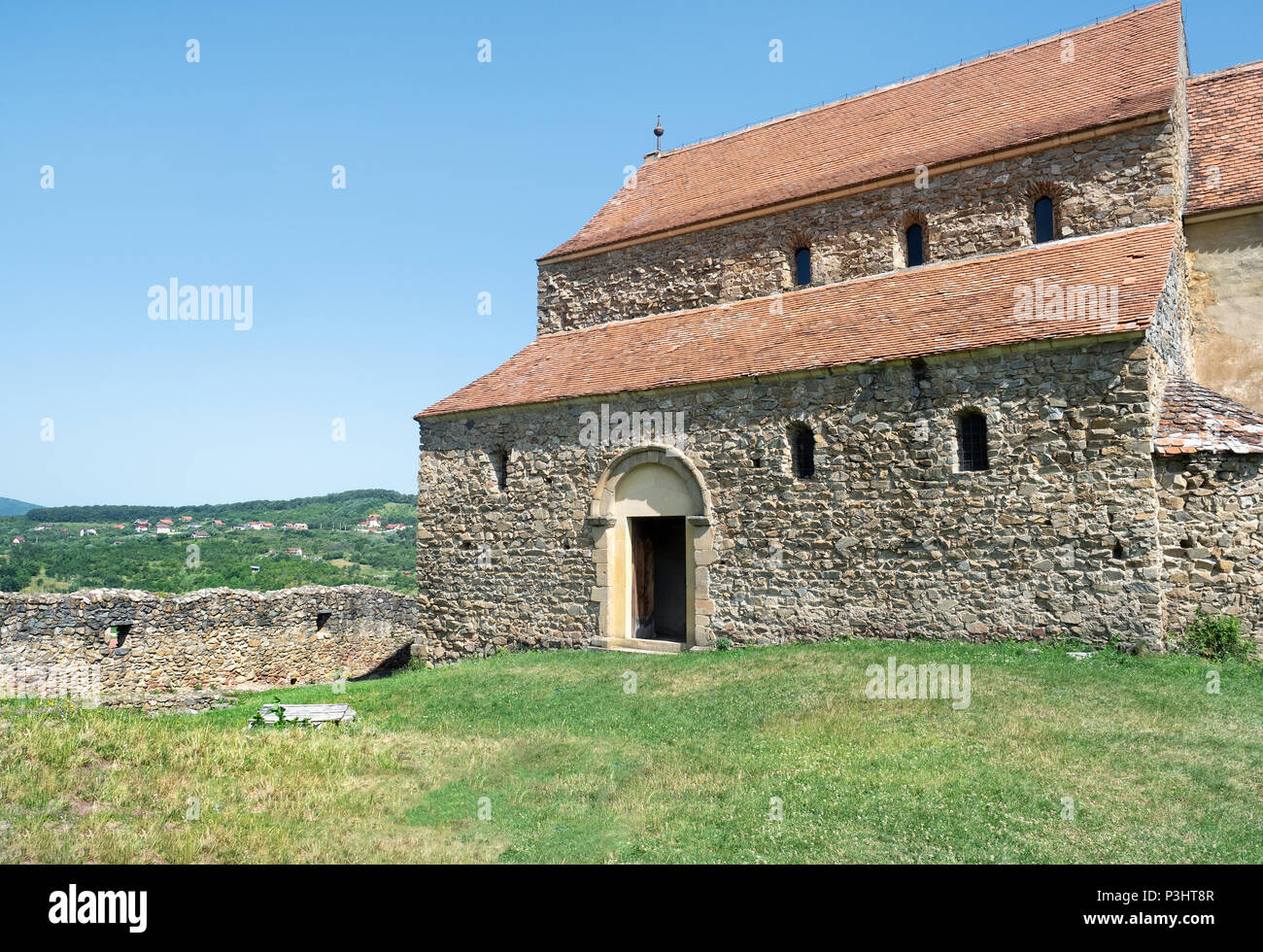 Cisnadioara chiesa del XII secolo la contea di Sibiu, Romania Foto Stock