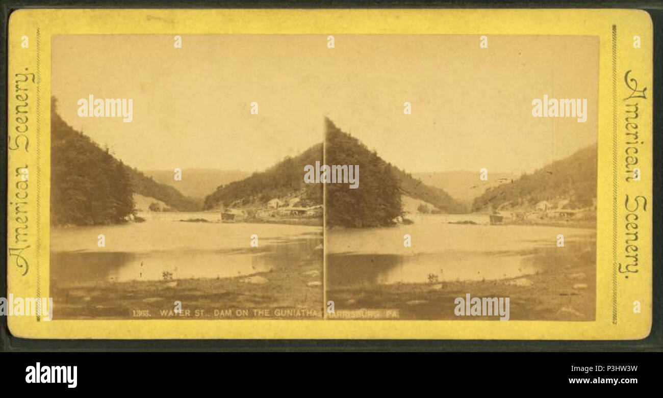 . L'acqua santa, diga sul Guniatha, Harrisburg, Pa. titolo alternativo: American scenario. Copertura: 1870?-1880?. Fonte Imprint: 1870?-1880?. Elemento digitale pubblicata 8-11-2006; aggiornato 2-13-2009. 377 L'acqua San, diga sul Guniatha, Harrisburg, PA, da Robert N. Dennis raccolta di vista stereoscopica Foto Stock