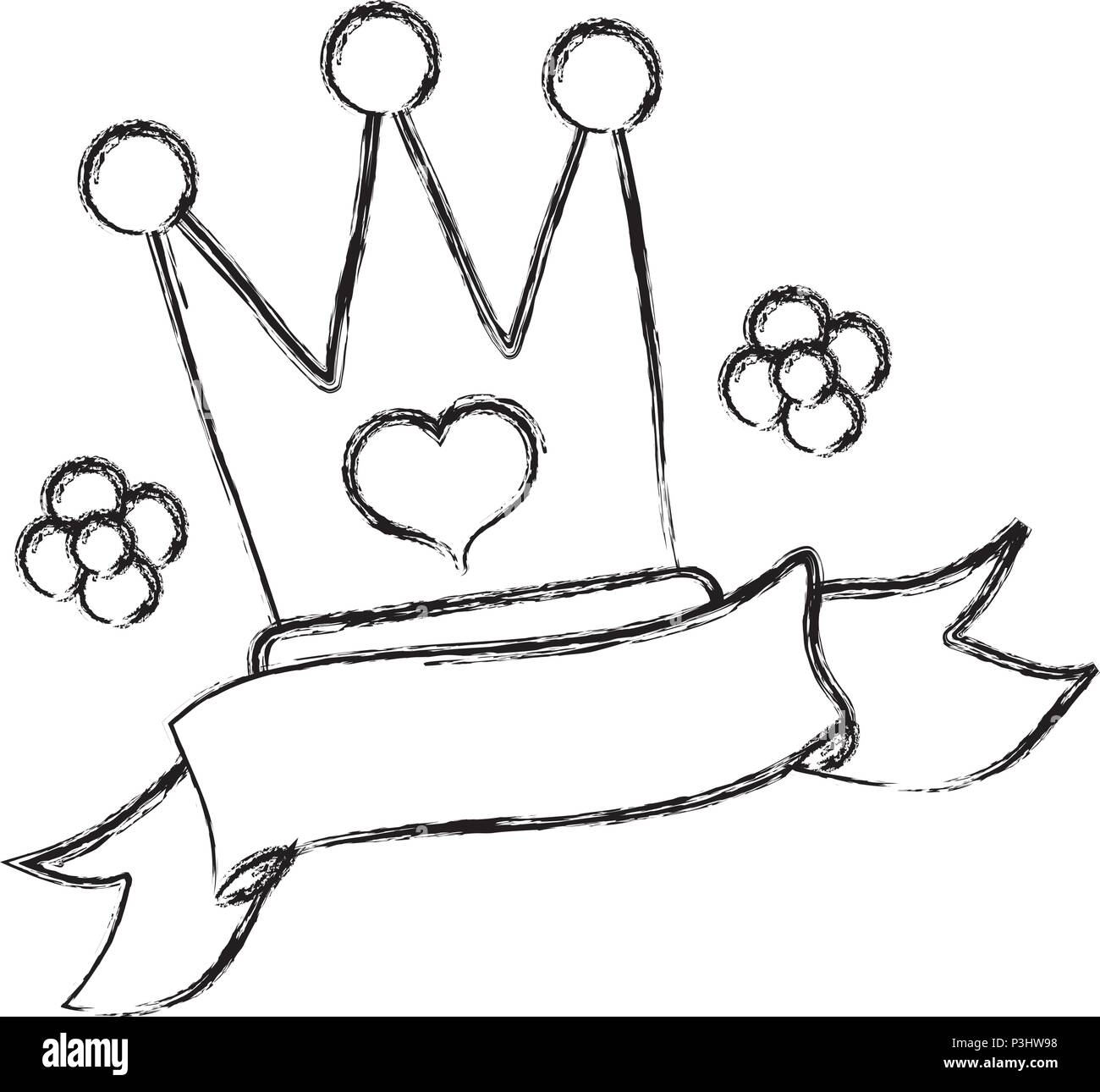 Grunge accessorio di corona di fiori e di stile a nastro Illustrazione Vettoriale