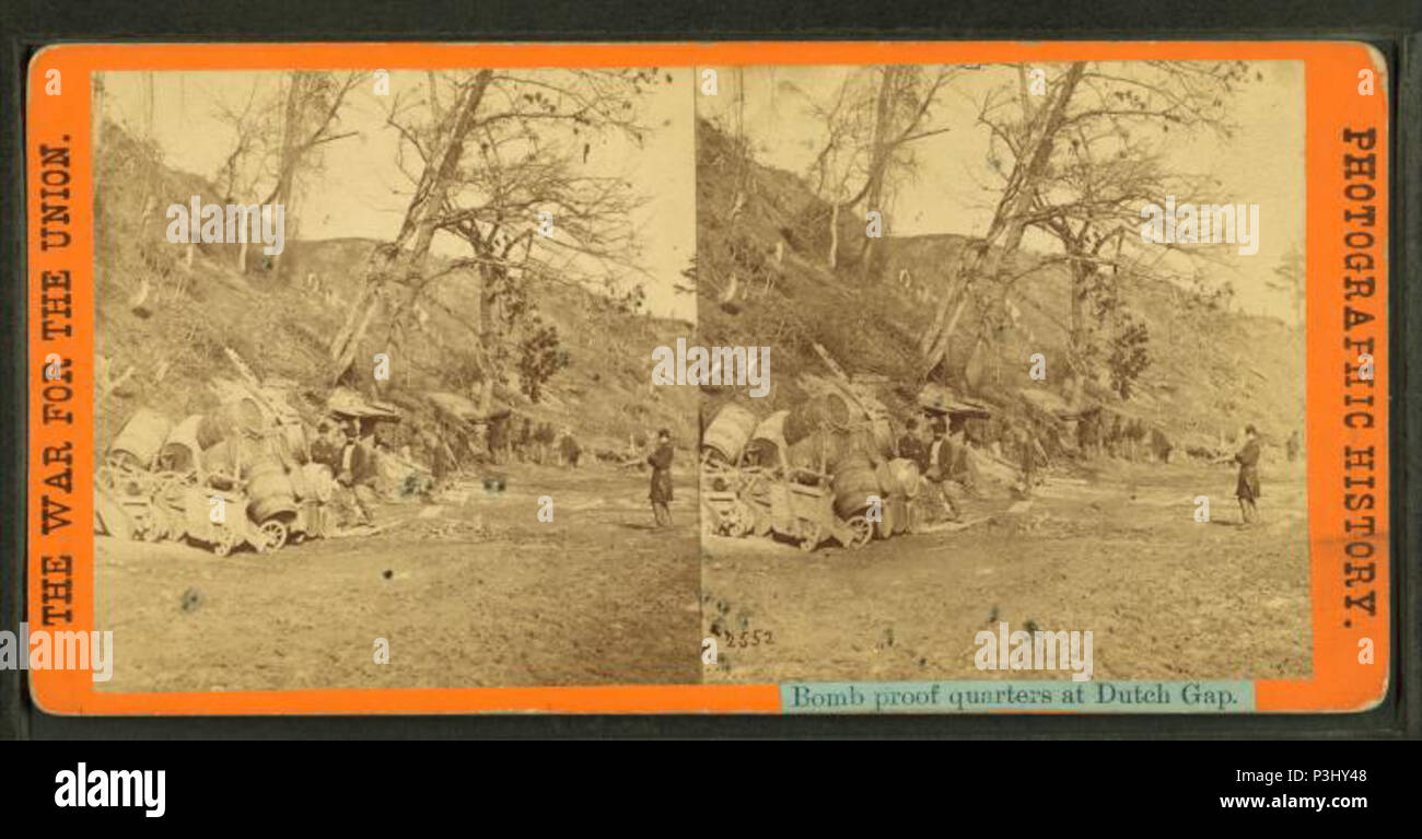 . A prova di bomba quarti al gap olandese; vista presa durante la Giornata del Ringraziamento mentre sotto il fuoco. Titolo alternativo: la guerra per l'Unione, storia fotografica. Copertura: 1861-1865. Elemento digitale pubblicata 8-11-2006; aggiornato 6-25-2010. 39 a prova di bomba quarti al gap olandese; vista presa durante la Giornata del Ringraziamento mentre sotto il fuoco, da Robert N. Dennis raccolta di vista stereoscopica Foto Stock