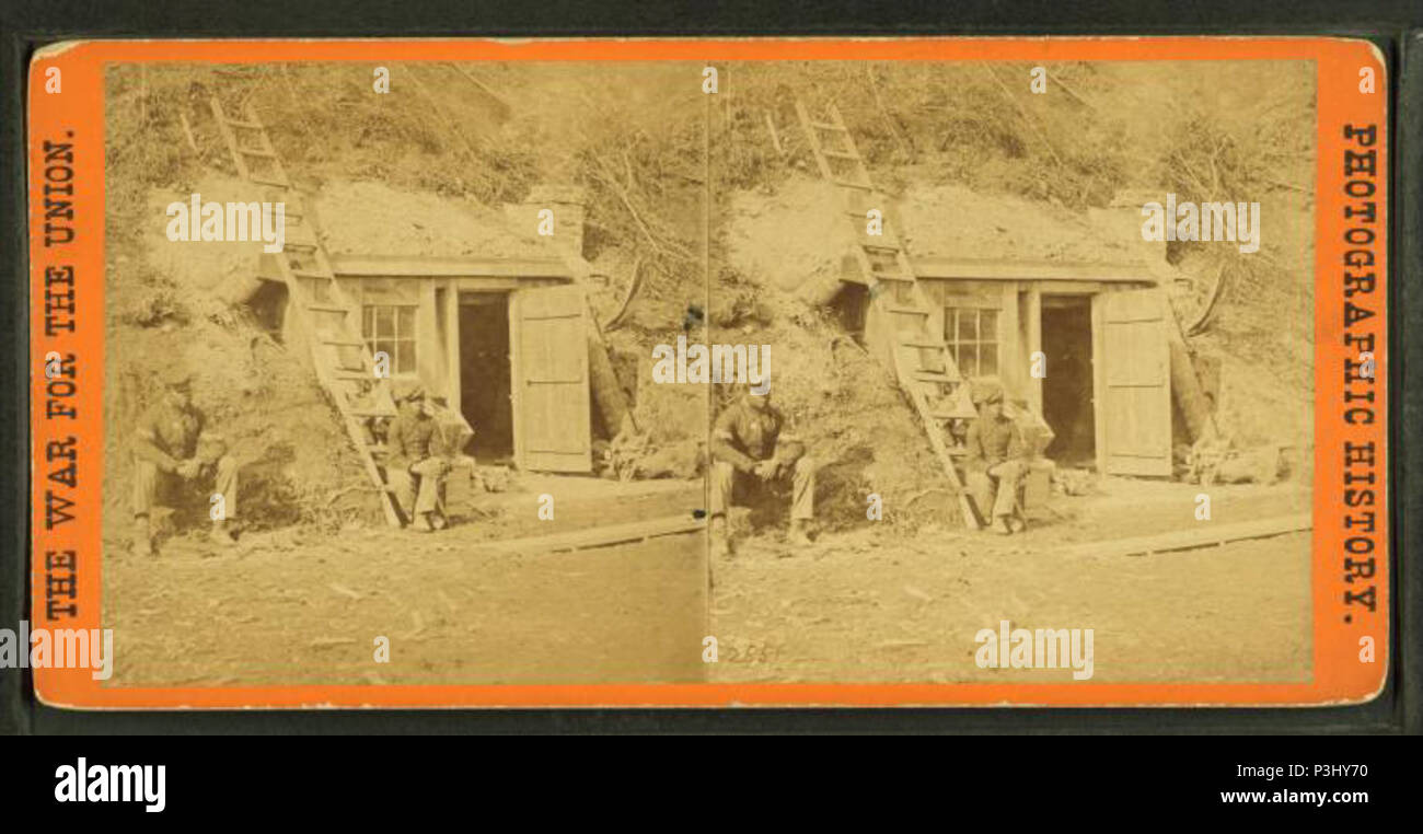 . Rifugio trimestri del Magg. Forte, in Olandese di Gap. Xvi N. Y. artiglieria. Titolo alternativo: la guerra per l'Unione, storia fotografica. Copertura: 1861-1865. Elemento digitale pubblicata 8-11-2006; aggiornato 6-25-2010. 39 Rifugio trimestri del Magg. Forte, in Olandese di Gap. Xvi N. Y. artiglieria, da Robert N. Dennis raccolta di vista stereoscopica Foto Stock
