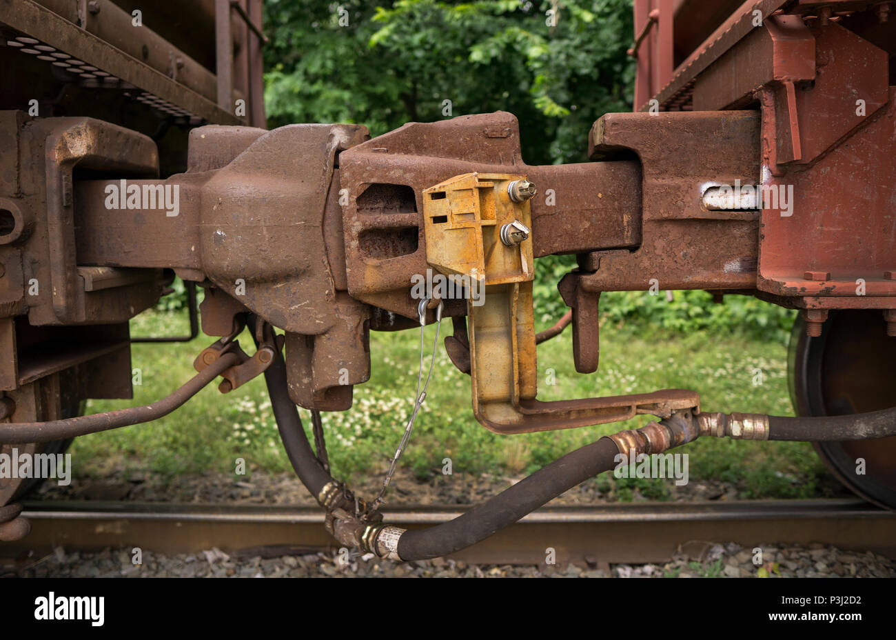 Vagone ferroviario accoppiamento Foto Stock