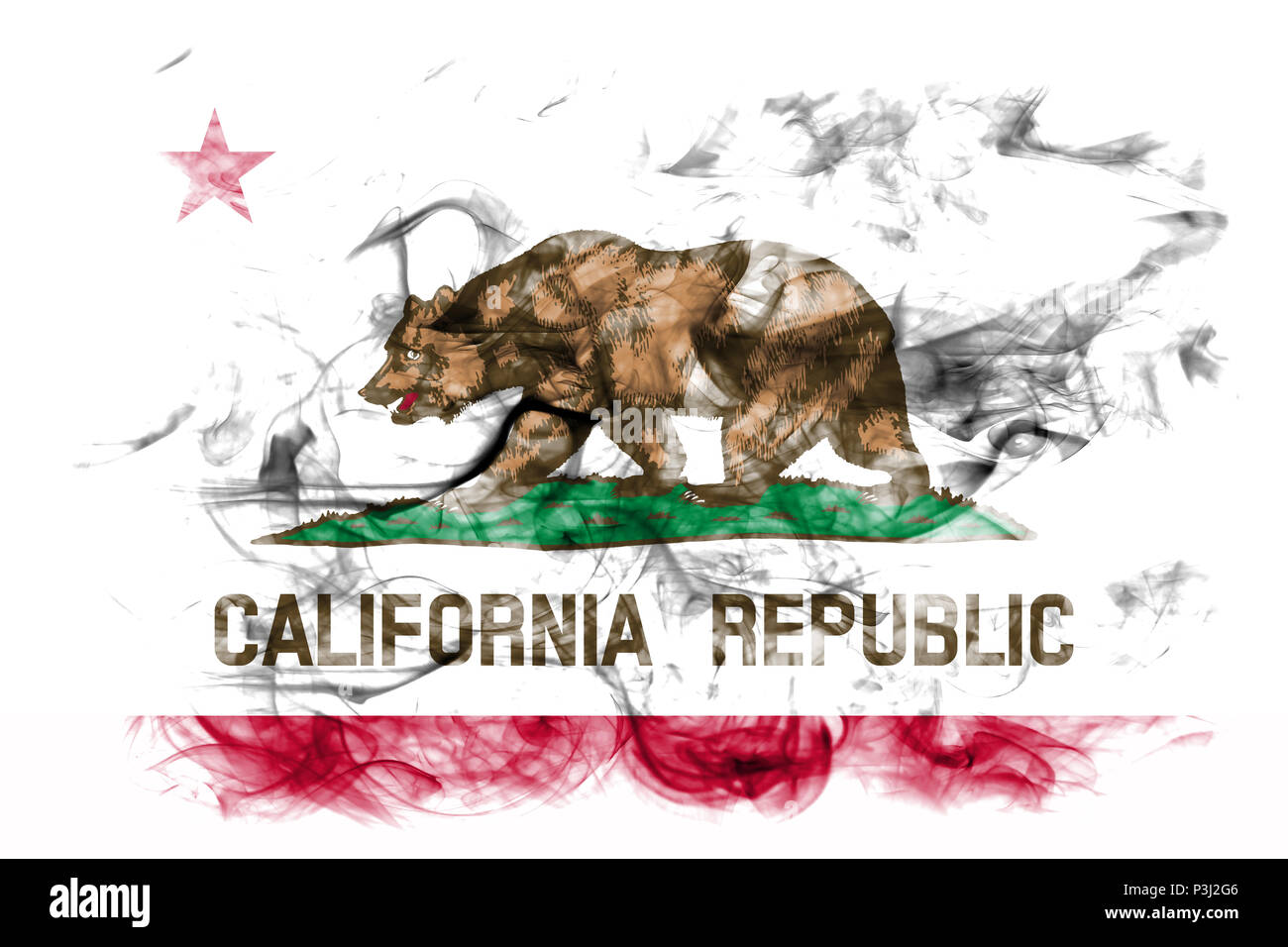 Lo stato della California bandiera di fumo, Stati Uniti d'America Foto Stock