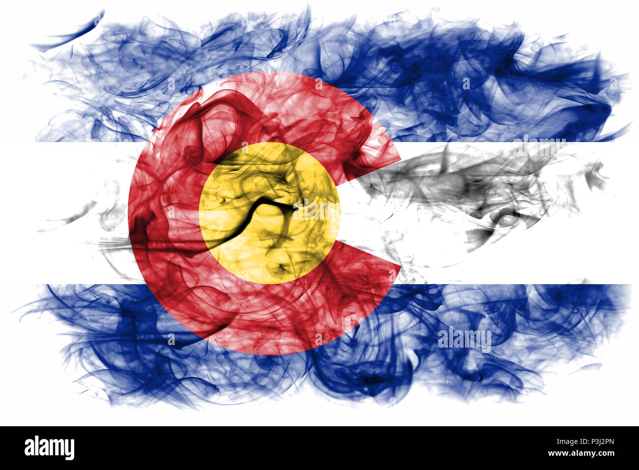 Colorado State flag di fumo, Stati Uniti d'America Foto Stock