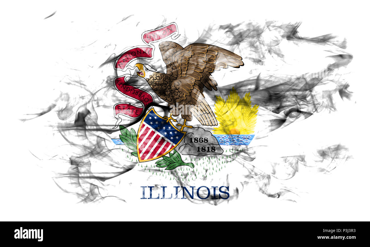 Ilinois stato bandiera di fumo, Stati Uniti d'America Foto Stock