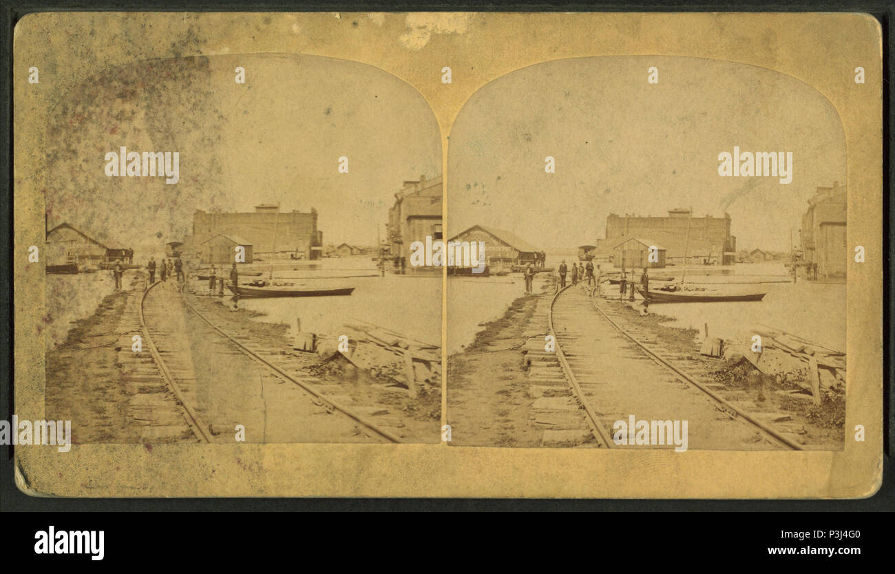 356 vista di una ferrovia cantiere, di Davenport, Iowa, da Robert N. Dennis raccolta di vista stereoscopica Foto Stock