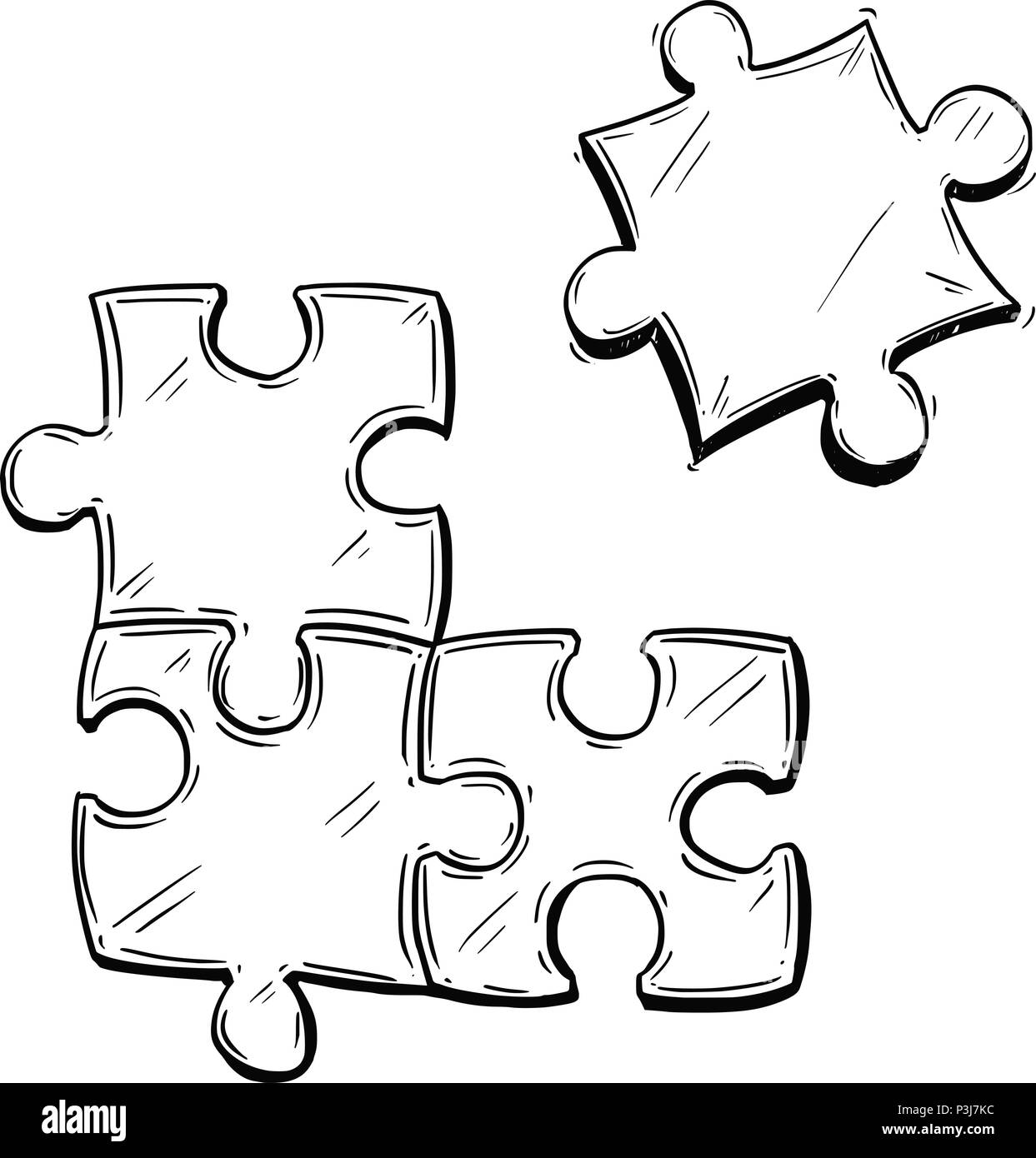 Black white jigsaw puzzle outline Immagini Vettoriali Stock - Alamy