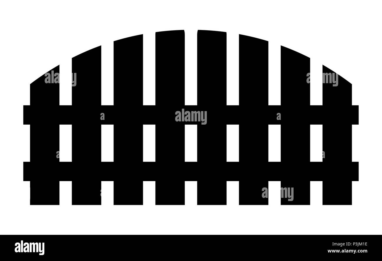 Staccionata in legno. Semplice design silhouette isolato su bianco Illustrazione Vettoriale
