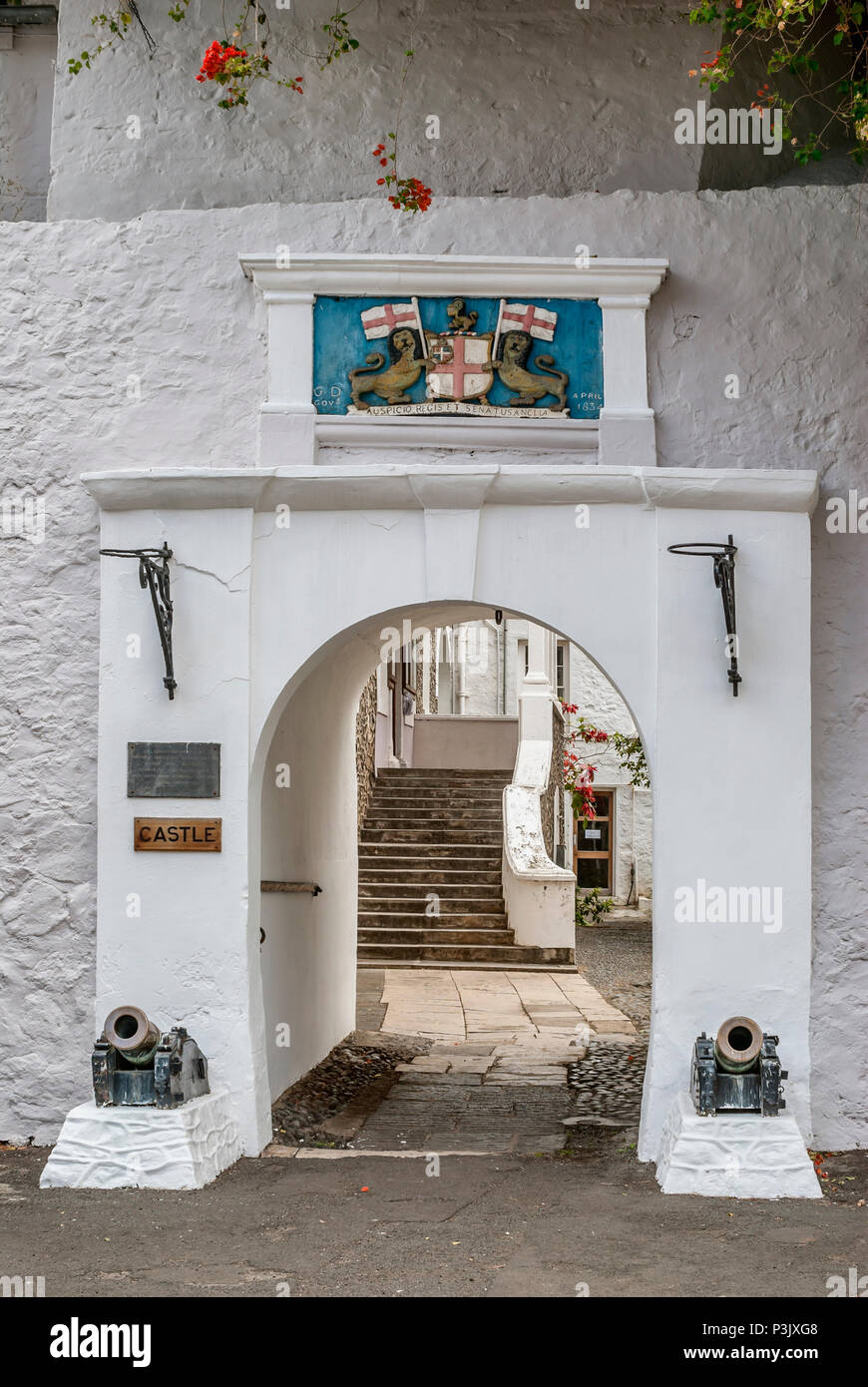 Ingresso al Castello di Jamestown, St.Helena, Africa Occidentale Foto Stock