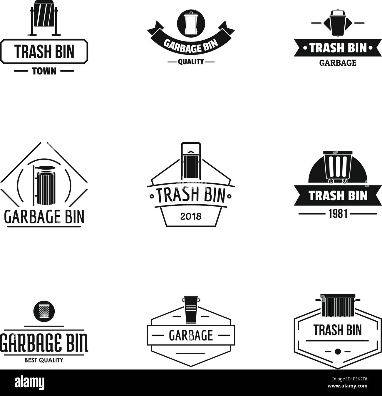 La procedura di Garbage collection set logo, stile semplice Illustrazione Vettoriale