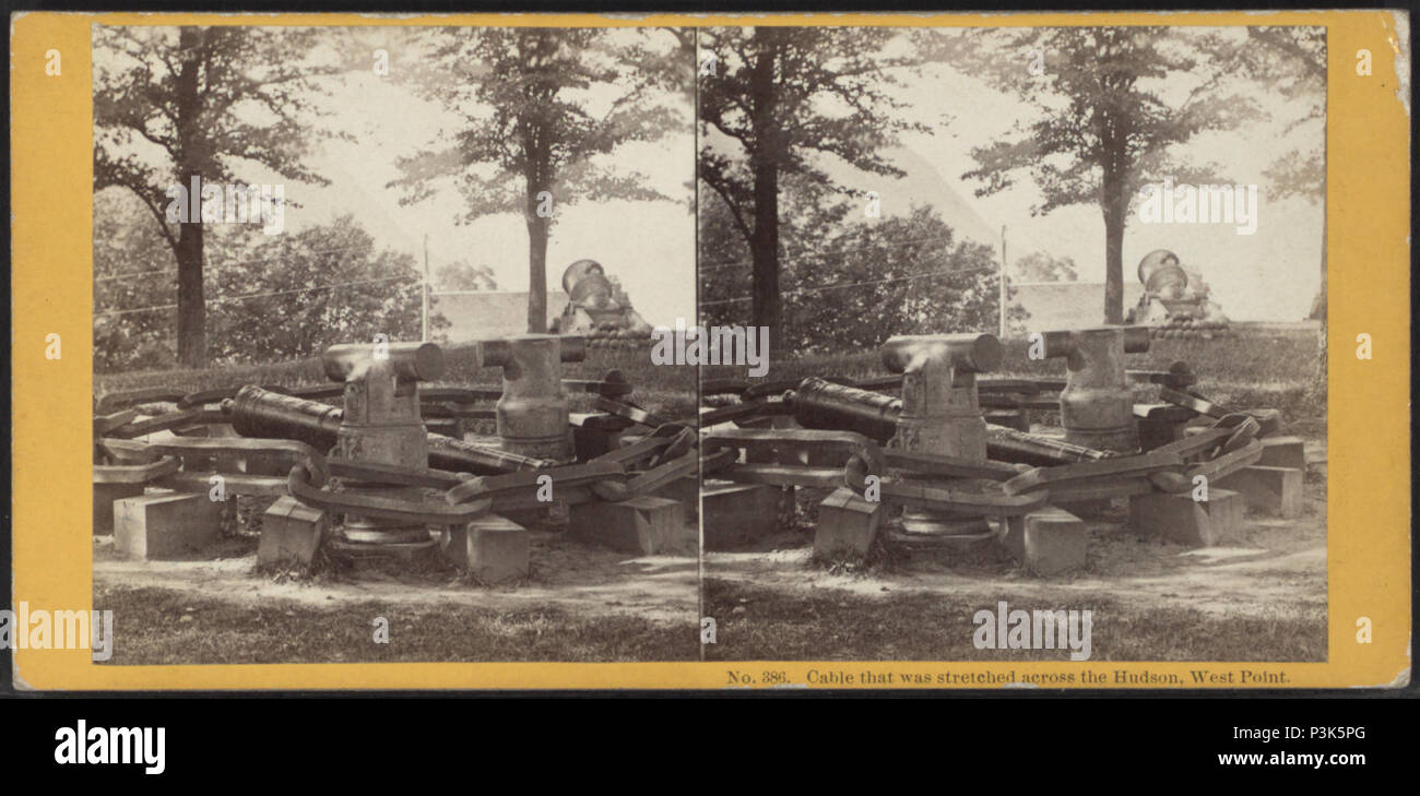50 cavo che è stato allungato attraverso la Hudson, West Point, da Soule, John P., 1827-1904 Foto Stock
