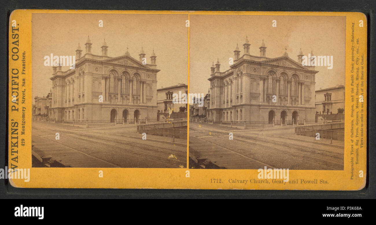 51 Calvario Chiesa, Geary e Powell Sts, da Robert N. Dennis raccolta di vista stereoscopica Foto Stock