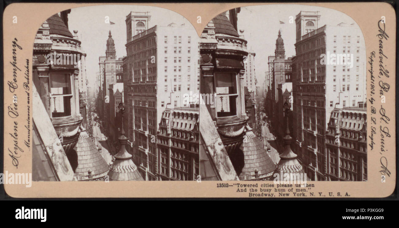 6 "città turrita c si prega di noi e poi il ronzio di occupato o di uomini." Broadway, New York, N. Y., U. S. A., da Singley, B. L. (Benjamin Lloyd) Foto Stock
