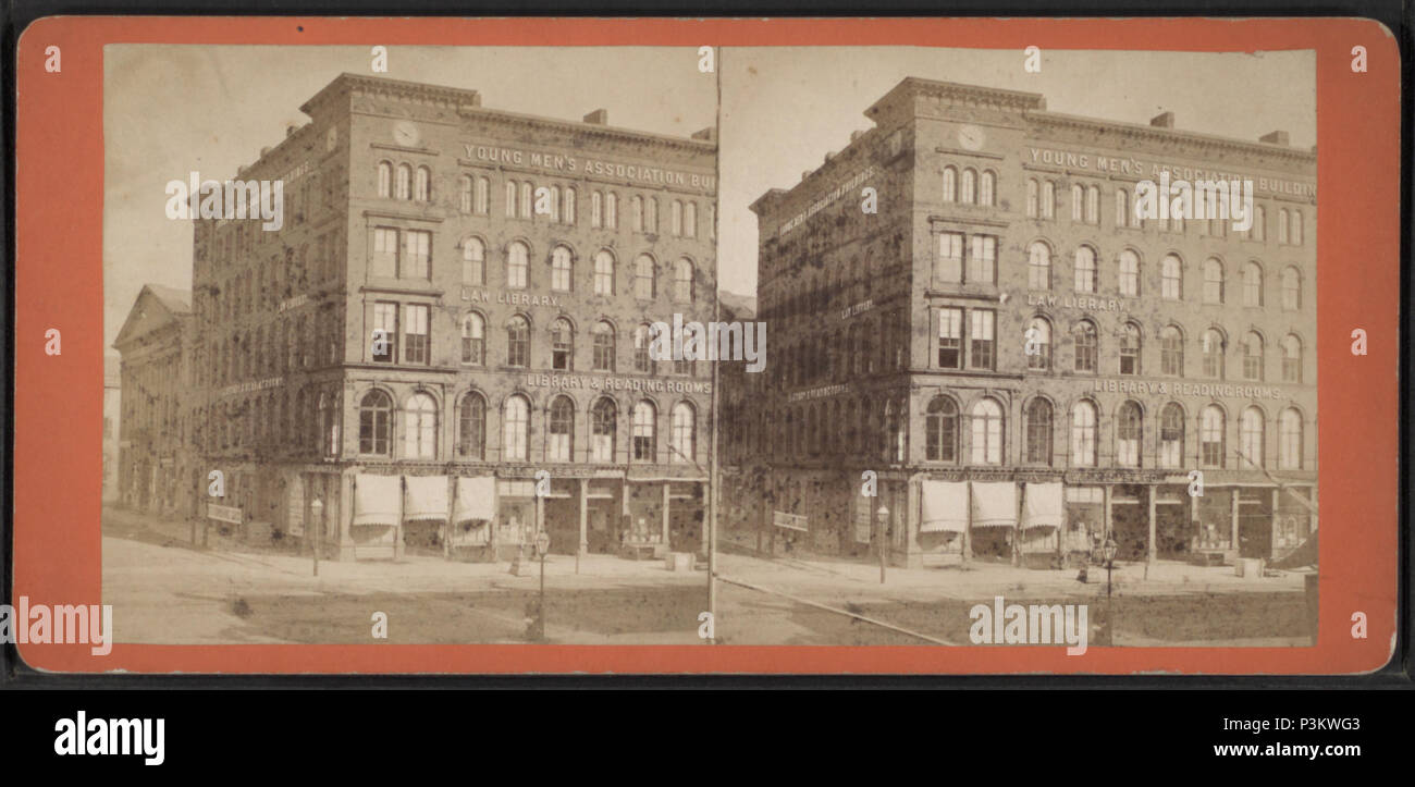 389 giovani uomini associazione dell'edificio, Buffalo, New York, da Robert N. Dennis raccolta di vista stereoscopica Foto Stock