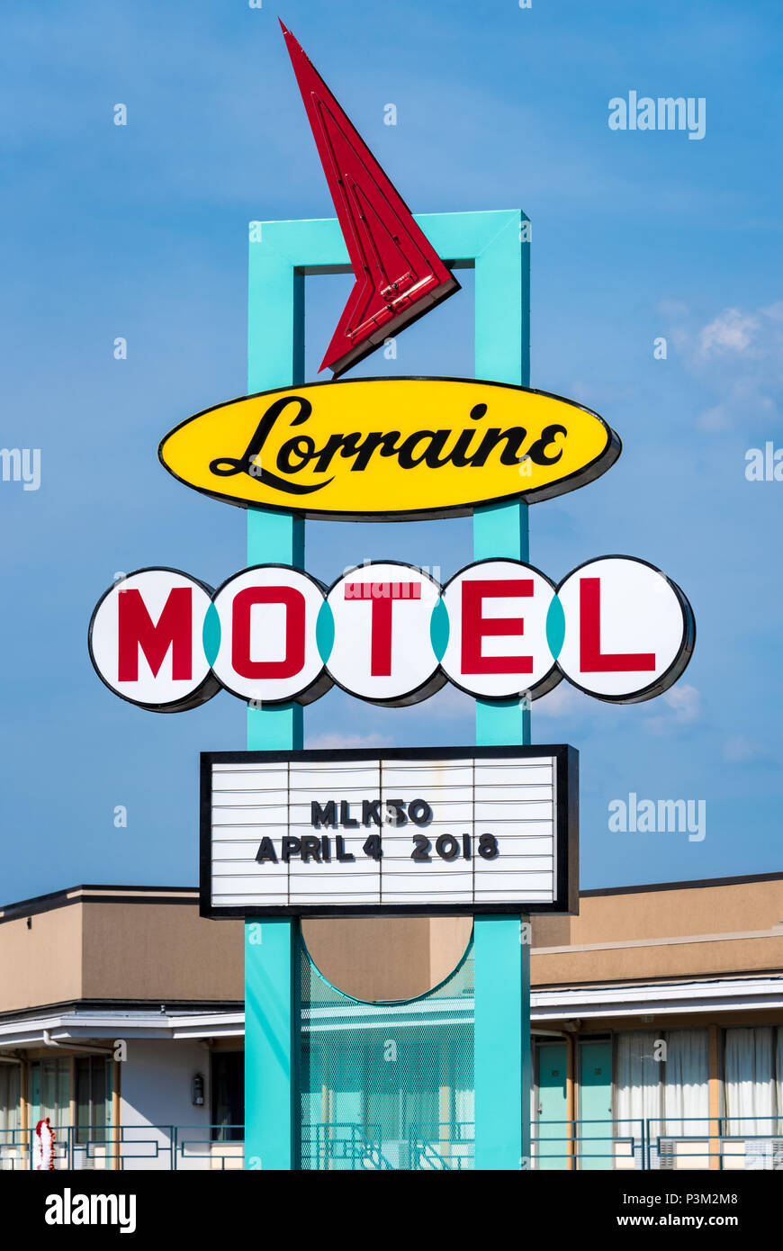Lorraine Motel di Memphis, Tennessee dove Martin Luther King Jr è stato assassinato il 4 aprile 1968. (USA) Foto Stock