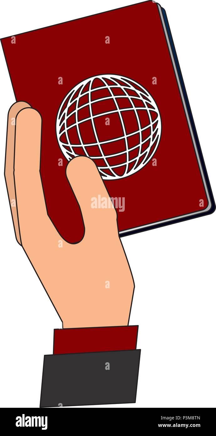 Mano che tiene il passaporto viaggi turismo Illustrazione Vettoriale