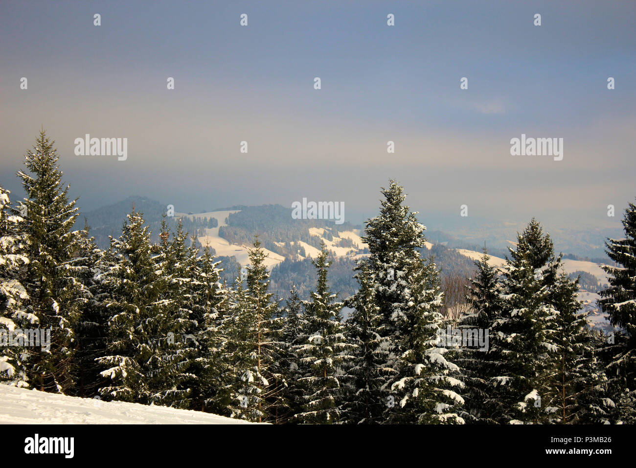 Bel paesaggio di Swiitzerland durante il periodo invernale Foto Stock