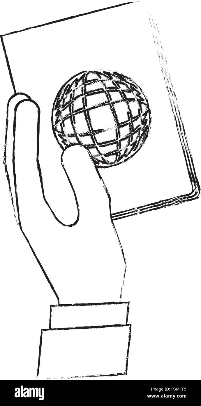 Mano che tiene il passaporto viaggi turismo illustrazione vettoriale Illustrazione Vettoriale