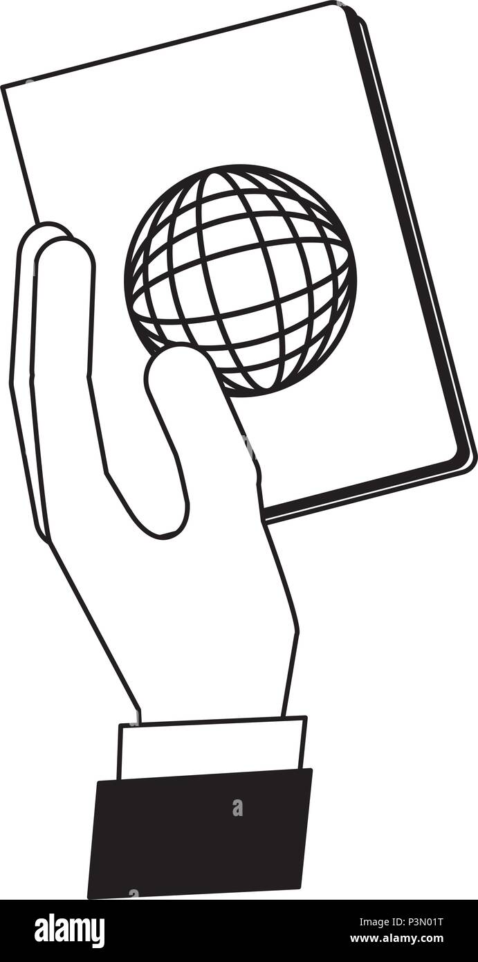 Mano che tiene il passaporto viaggi turismo Illustrazione Vettoriale