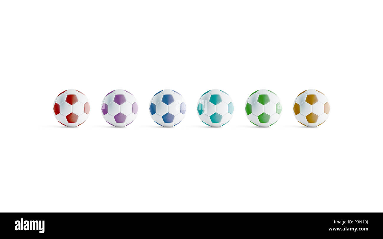 Colore bianco pallone da calcio mock up, vista frontale, rendering 3d. Colori vuota football mockup, isolata. Chiara sfera colorata per la riproduzione sul modello di campo Foto Stock