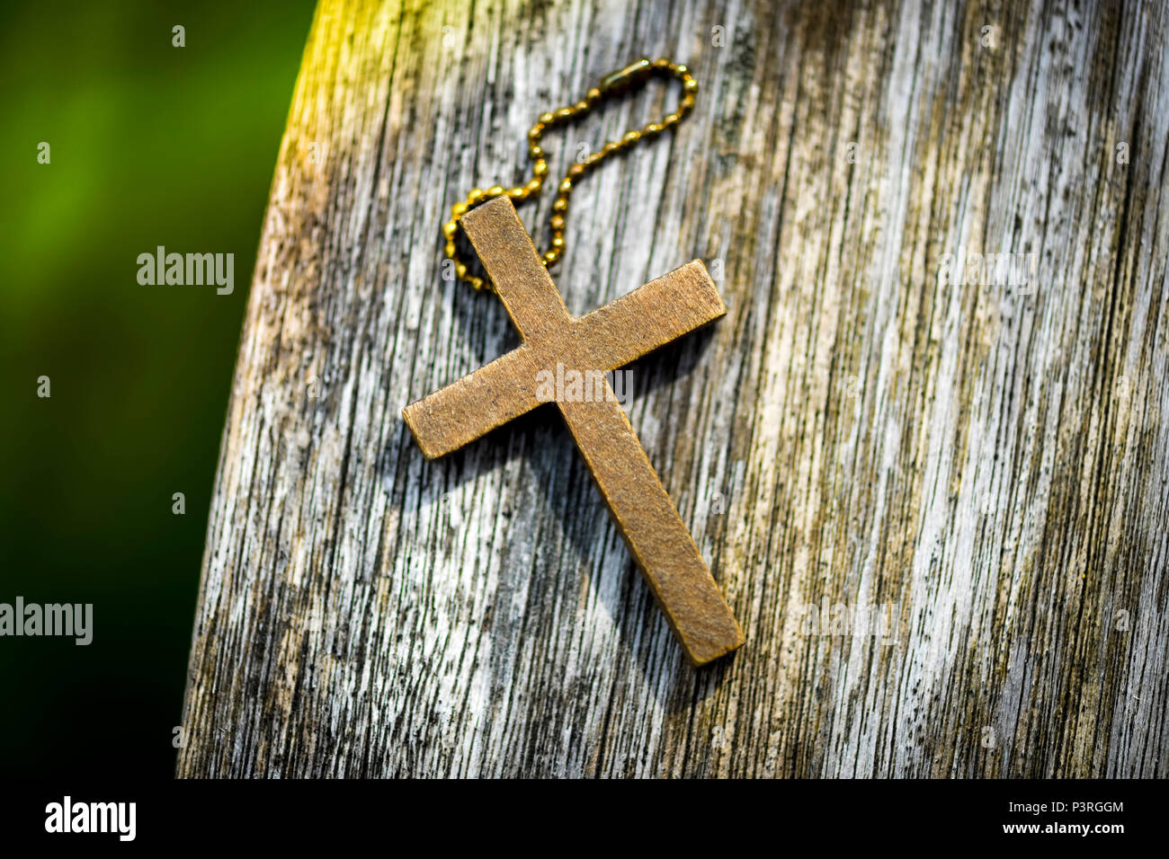 Croce di legno, Hölzernes Kreuz Foto Stock