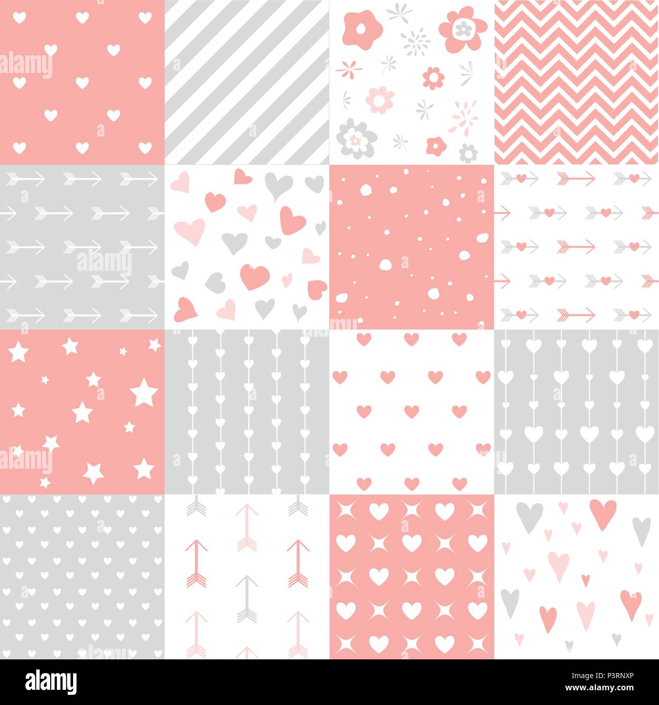 Set di Cuori rosa Illustrazione Vettoriale