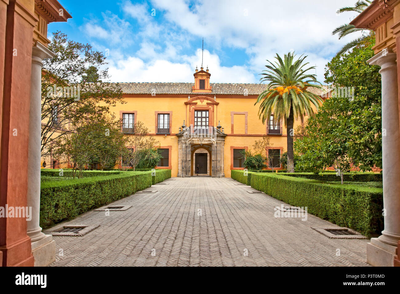 Cortile di Alcazar, Siviglia, Andalusia, Spagna Foto Stock