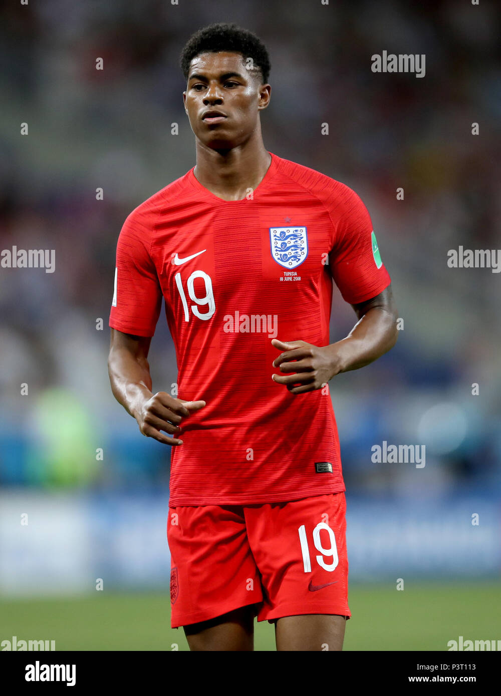 Dell'Inghilterra Rashford Marcus durante la Coppa del Mondo FIFA Gruppo G corrisponde all'Arena di Volgograd, Volgograd Foto Stock