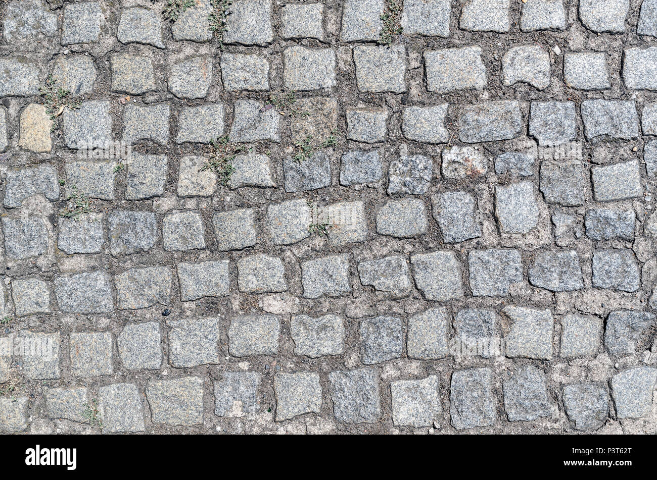 Il granito cobblestone pavement sfondo, pavimentazione in pietra texture Foto Stock
