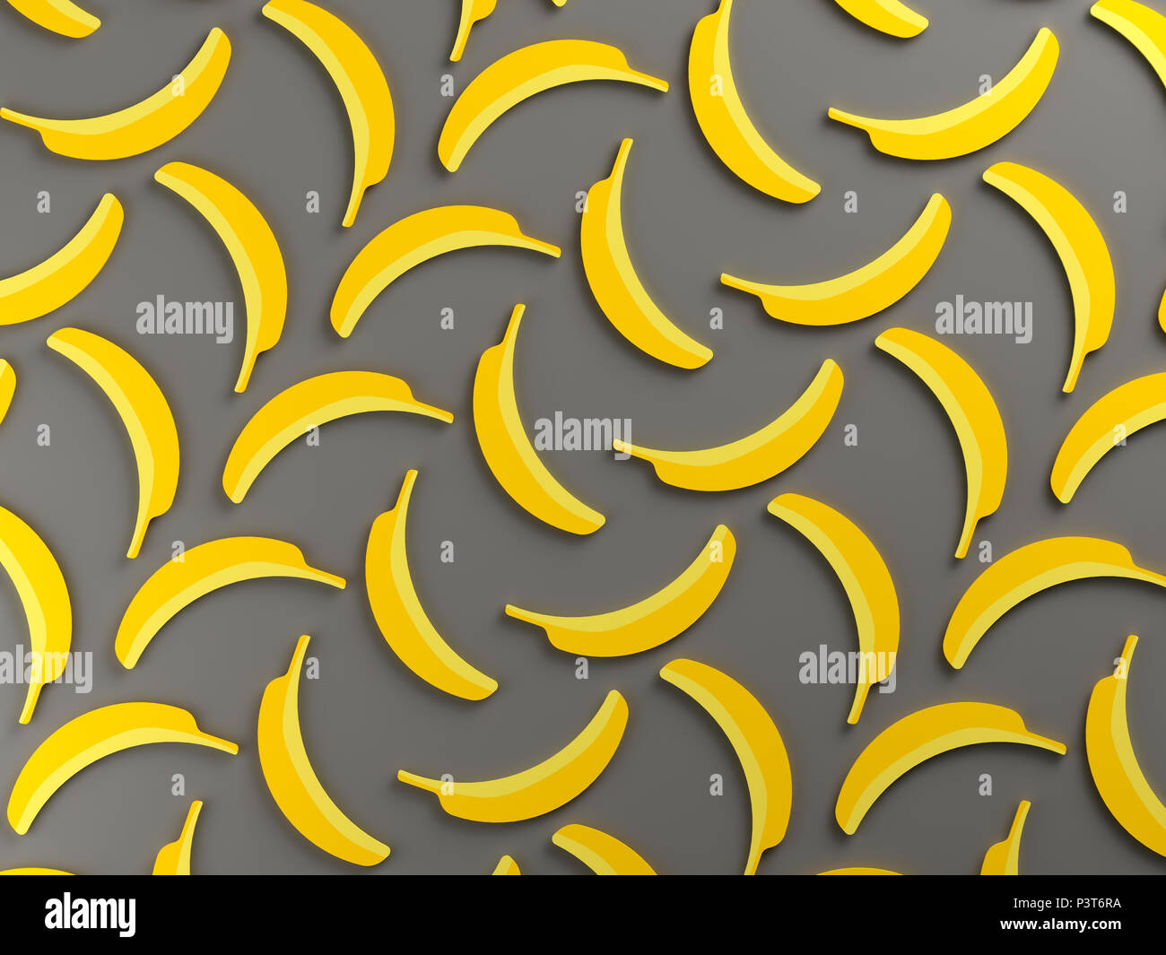 Banane giallo su sfondo grigio Foto Stock