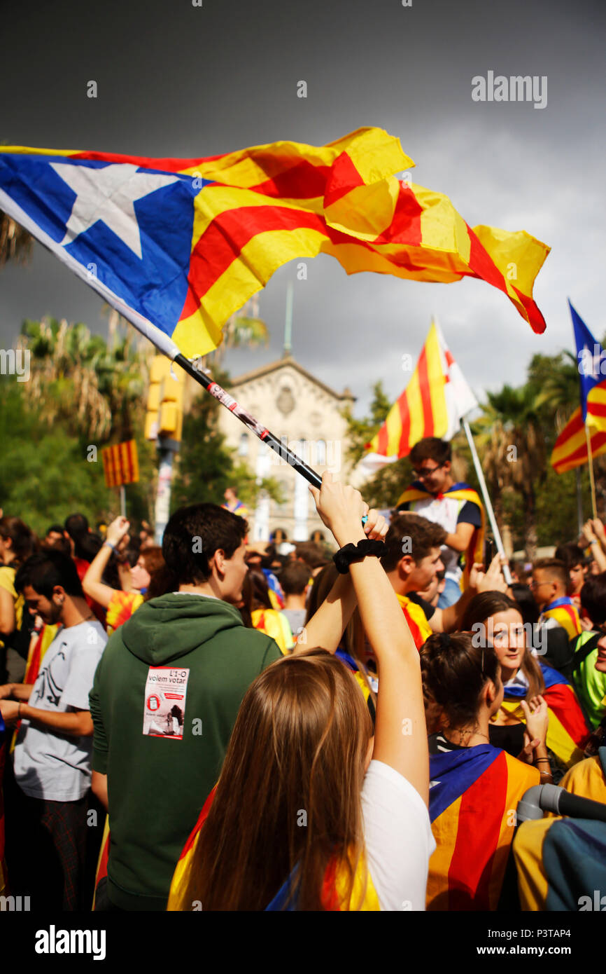Barcellona,   Catalogna, Spagna - Dimostrazione di indipendenza Foto Stock