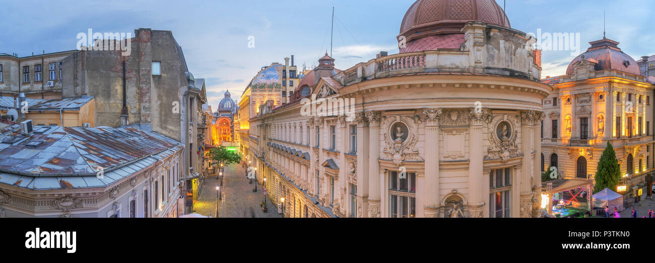 Bucarest Città Vecchia al crepuscolo - Romania Foto Stock