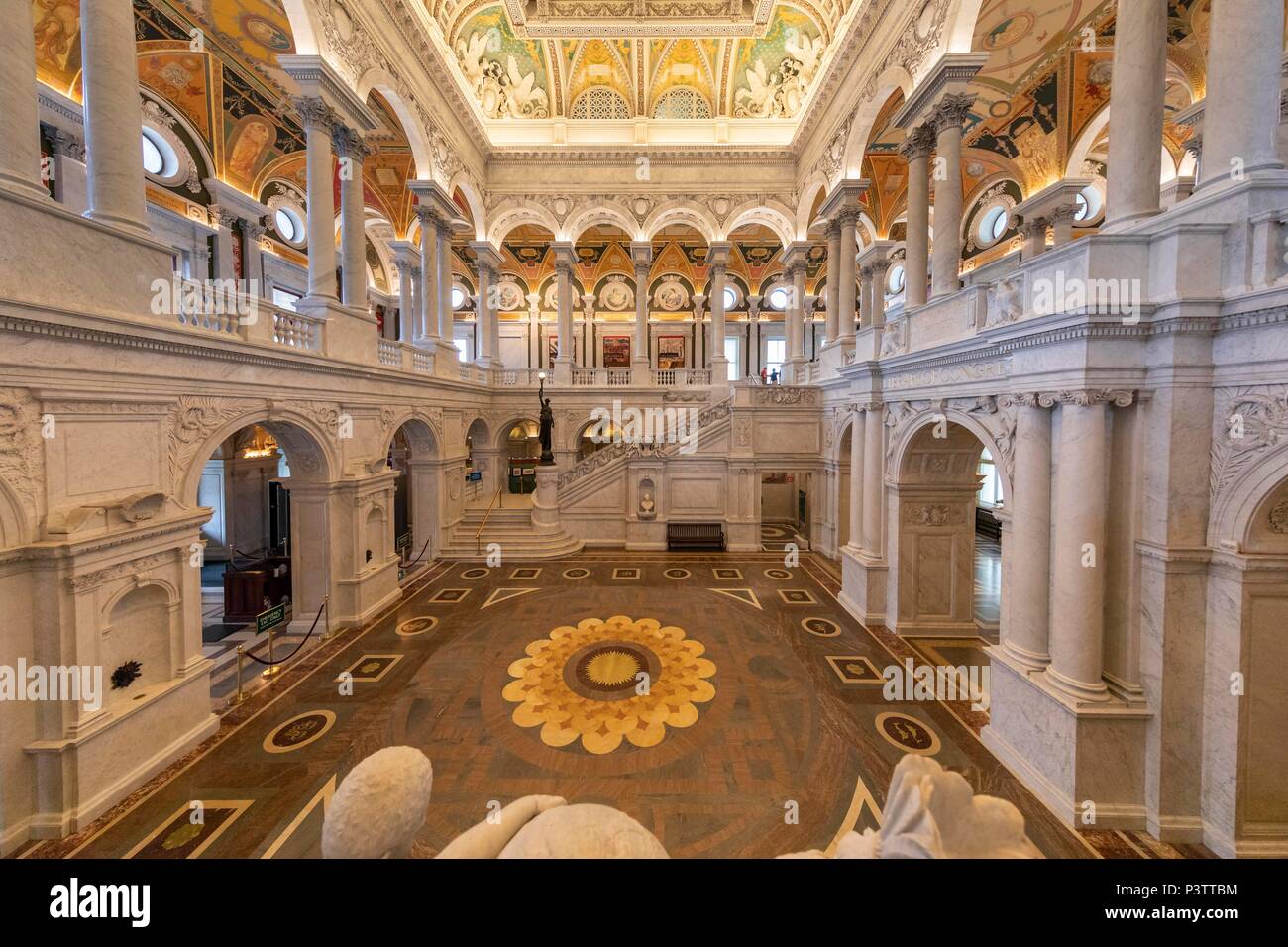 La grande sala interna. La Biblioteca del Congresso. Washington DC, Stati Uniti d'America Foto Stock