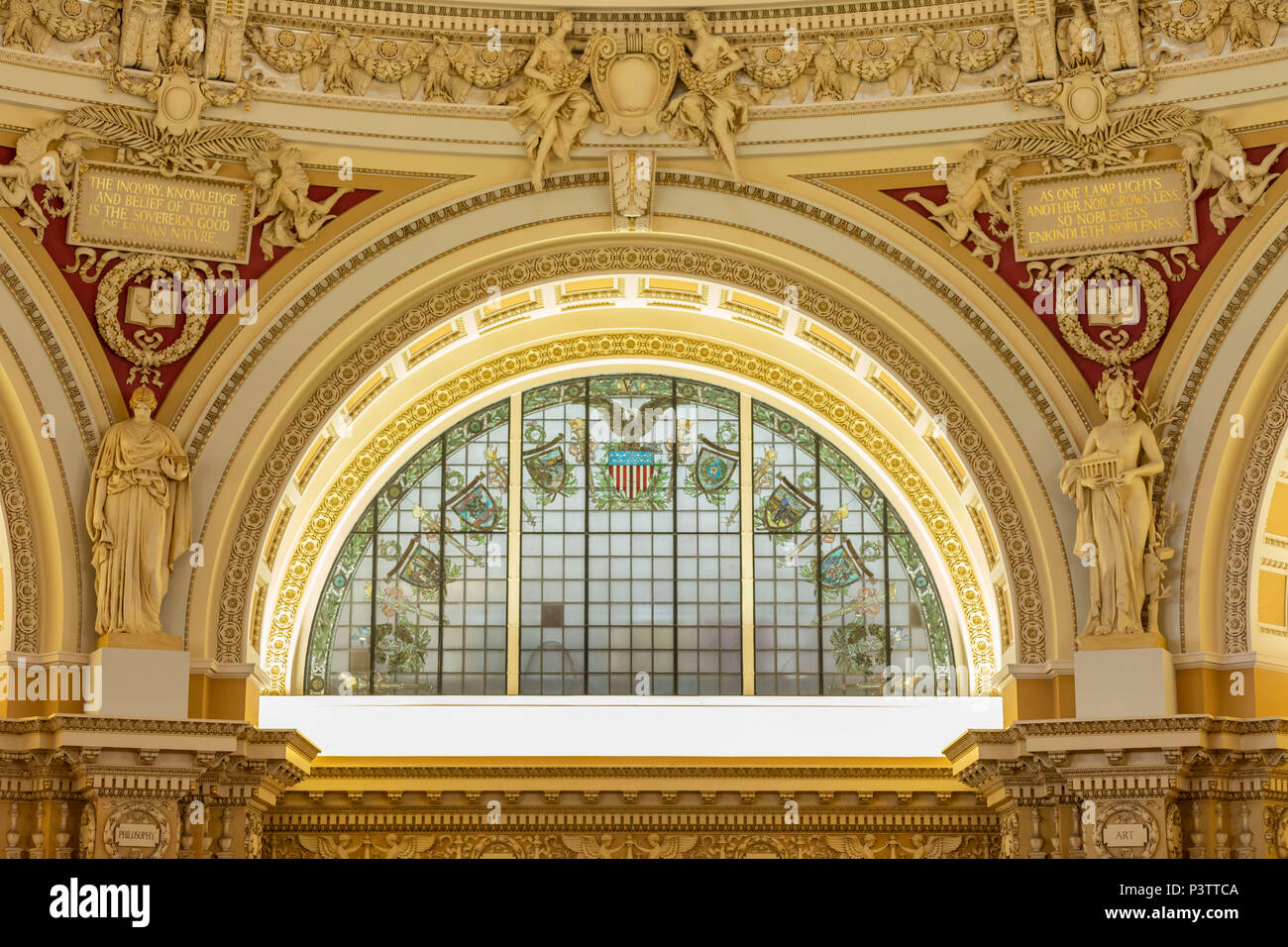 La principale sala Reagind. La Biblioteca del Congresso. Washington DC, Stati Uniti d'America Foto Stock