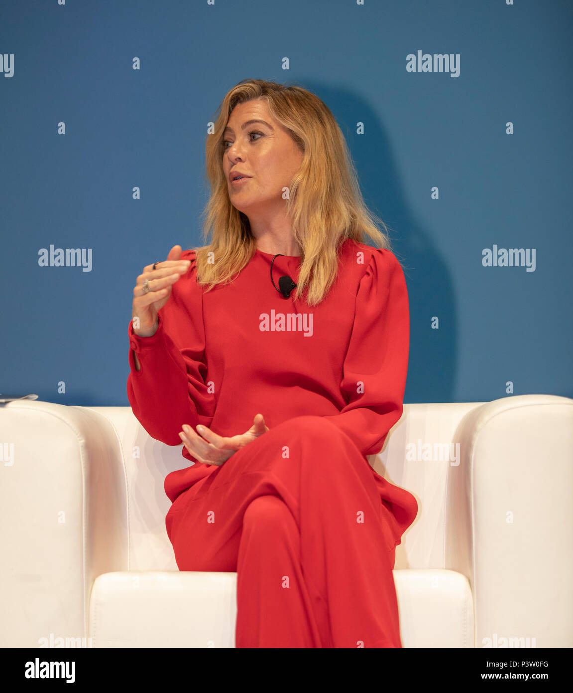 Cannes, Francia, 19 giugno 2018, Ellen Pompeo, Golden Globe Nomination attrice e produttore parla sul palco durante la sessione di Edelman al Cannes Lions Festival - Festival Internazionale di Creatività © ifnm / Alamy Live News Foto Stock