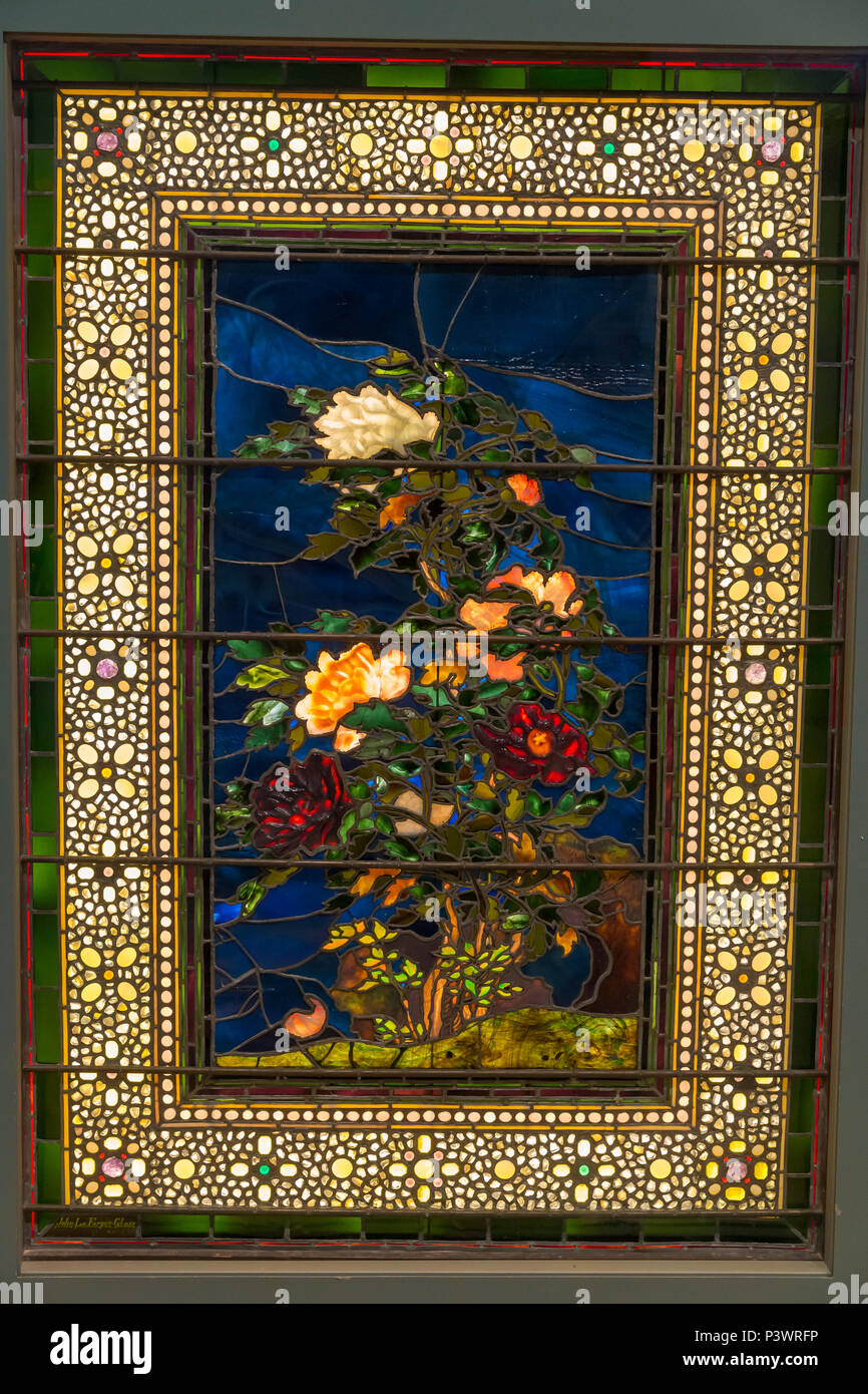 Le Peonie soffiata nel vento, John La Farge, 1886, il Museo delle Belle Arti di Boston, Massa, Stati Uniti d'America, America del Nord Foto Stock