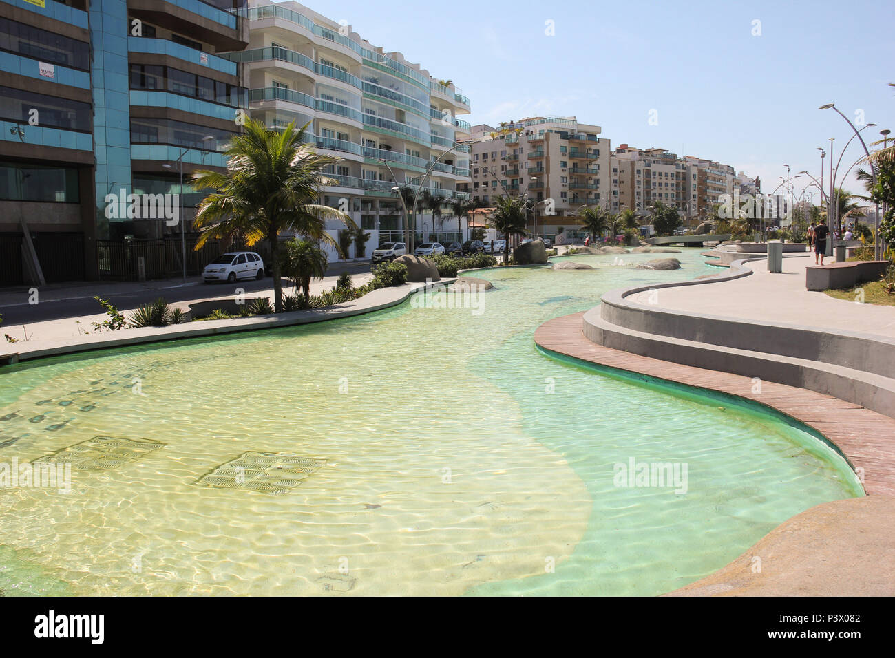 Praça das Águas na Orla da Praia do Forte, em Cabo Frio. O local é um dos principais pontos turísticos de Cabo Frio, na região dos Lagos, no Rio de Janeiro. Foto Stock