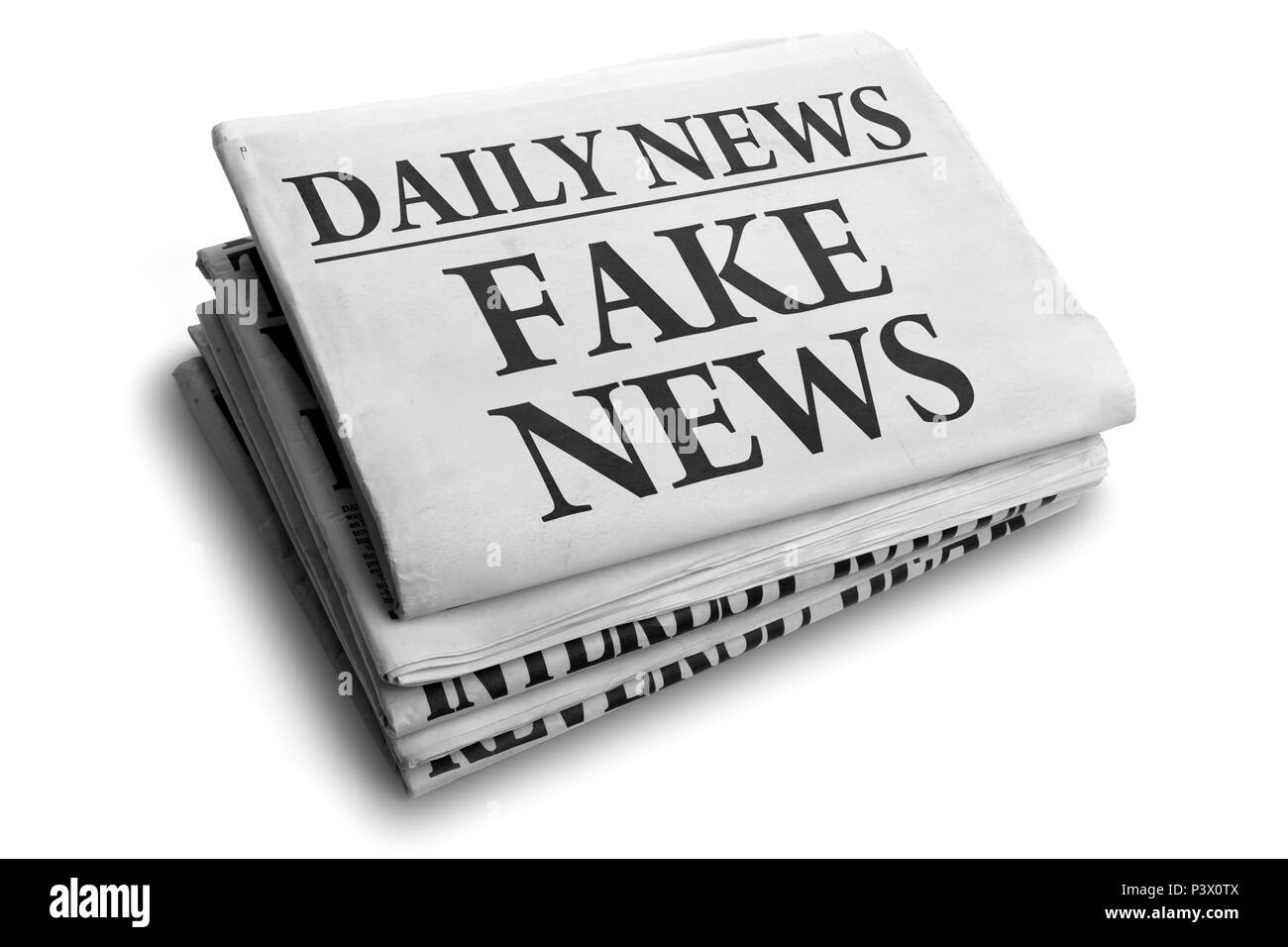 Daily News titolo di giornale lettura notizie falso concetto di false notizie eventi headline Foto Stock