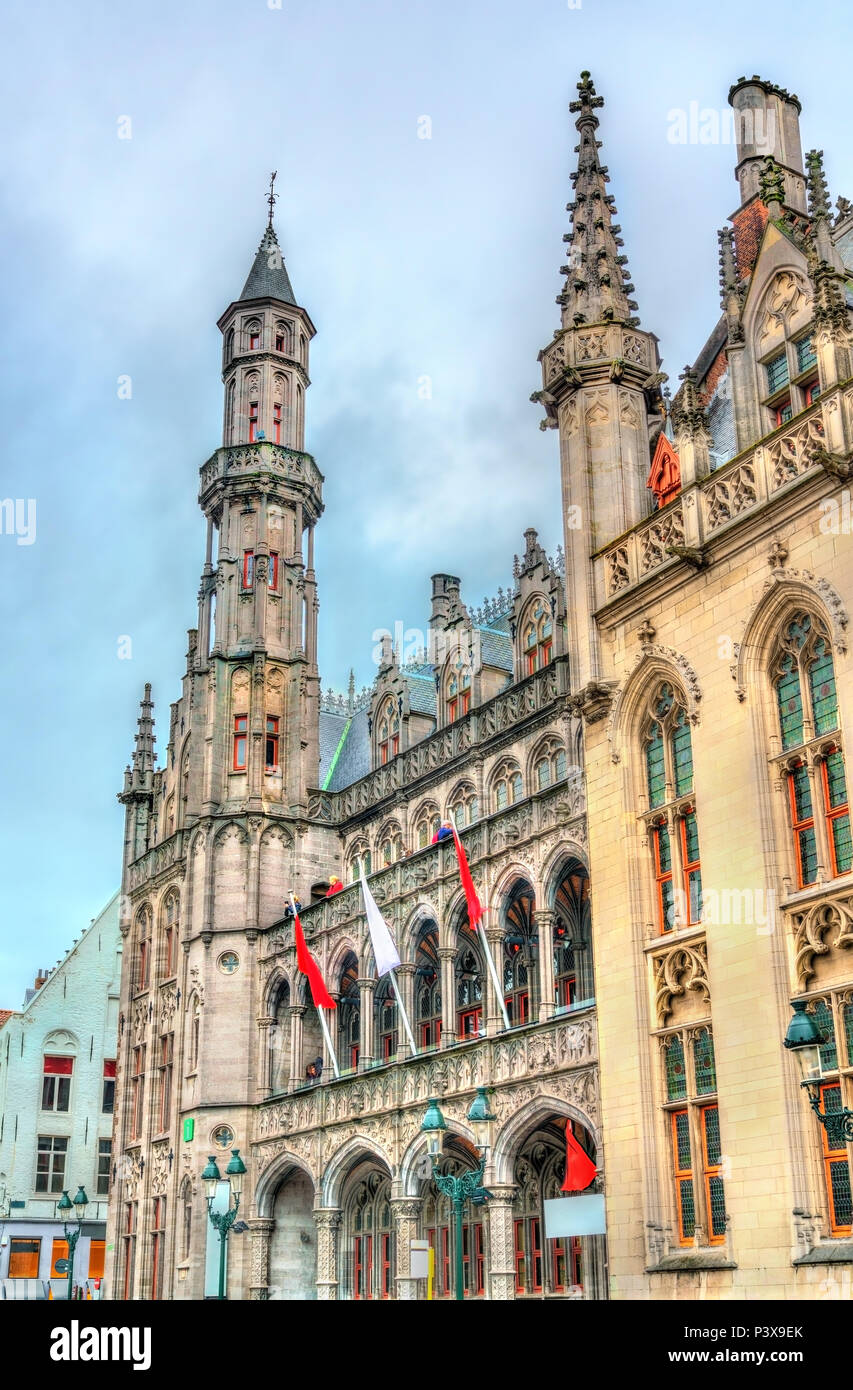 Il Historium sulla piazza del mercato di Bruges, Belgio Foto Stock