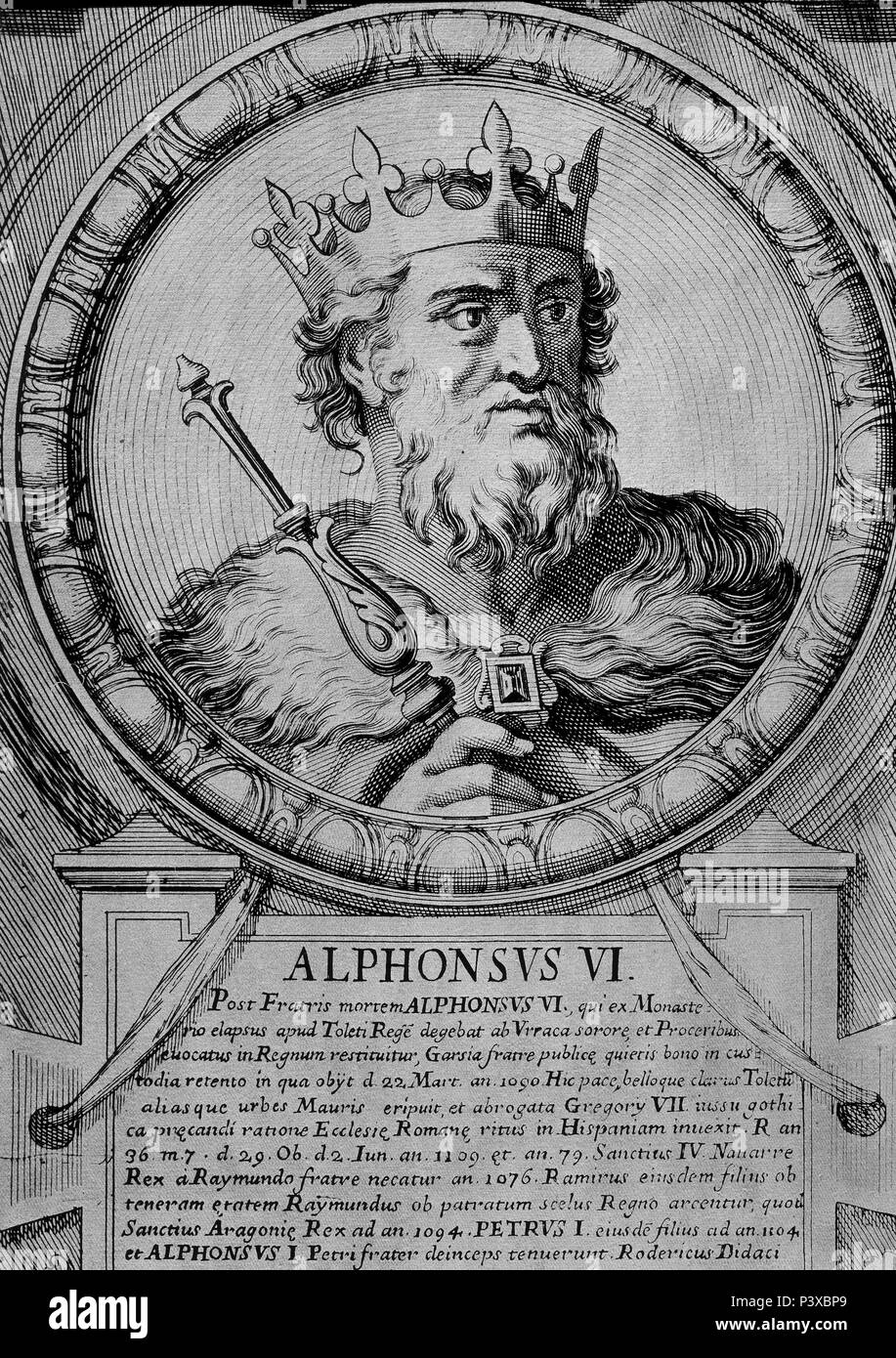 ALFONSO VI (1040-1109). Posizione: Biblioteca Nacional-COLECCION, MADRID, Spagna. Foto Stock