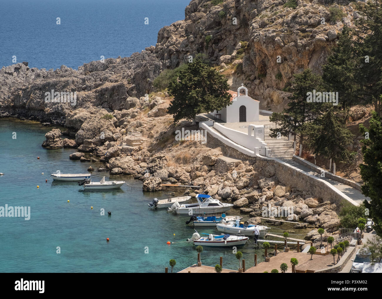 St Paul Bay, Lindos, Rodi Foto Stock
