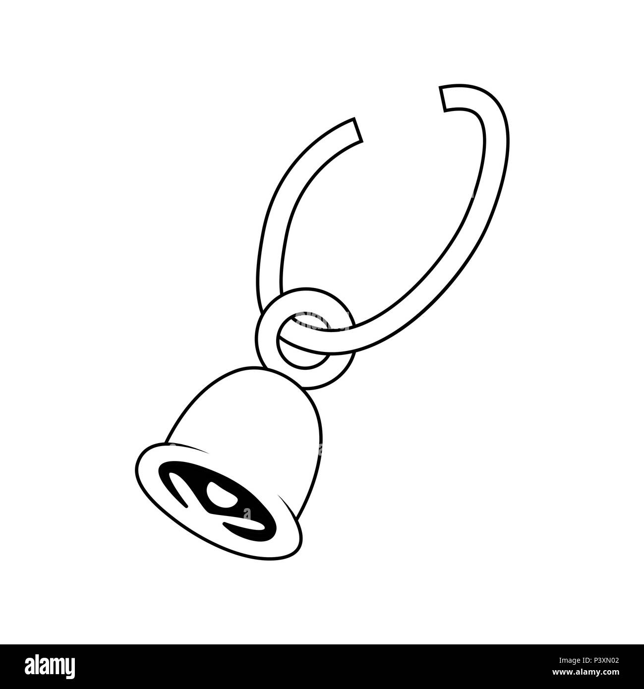 Cow bell profilo semplice design vettore isolato su bianco Illustrazione Vettoriale