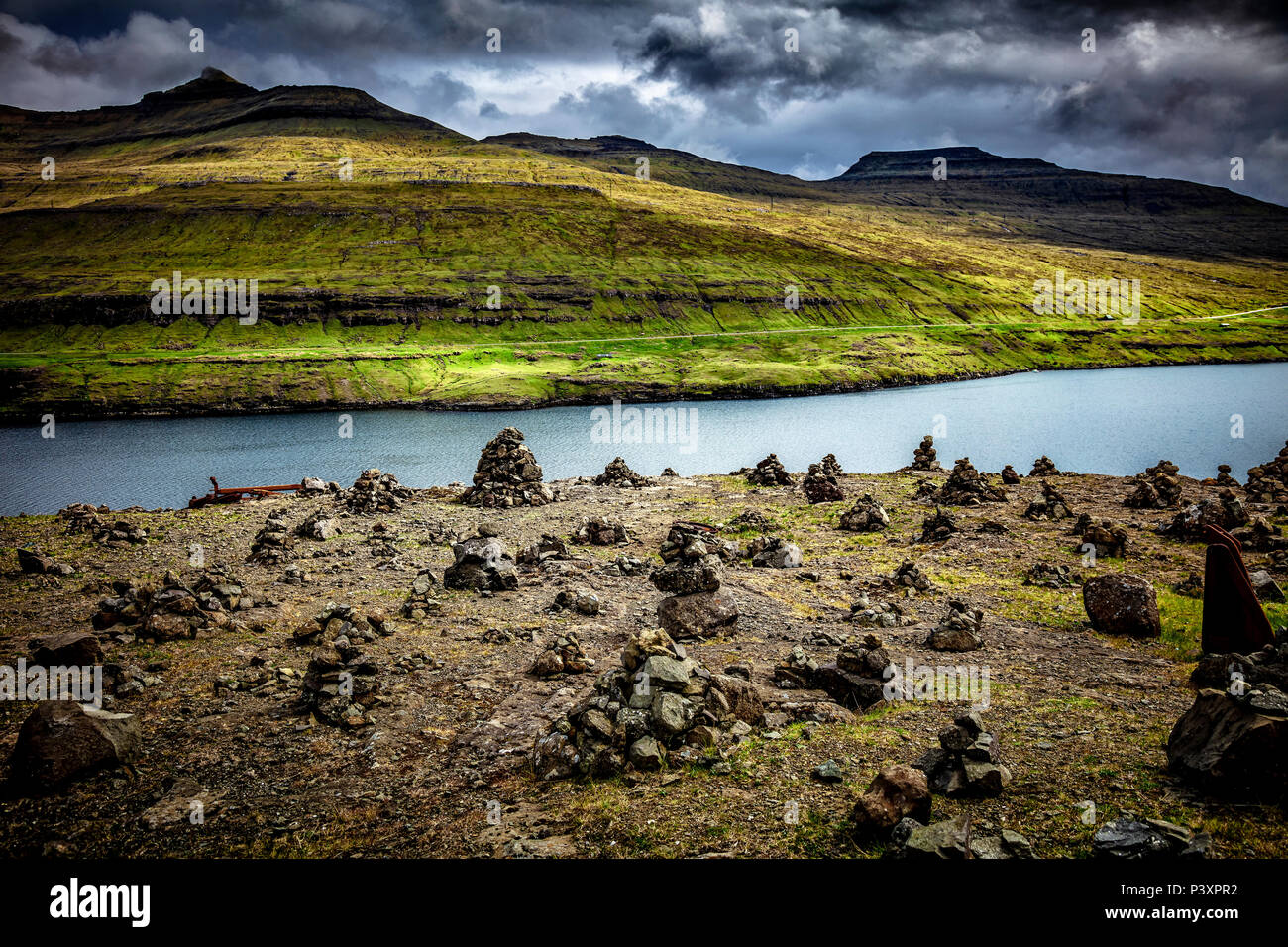 Il bellissimo paesaggio in isole Faroe Foto Stock