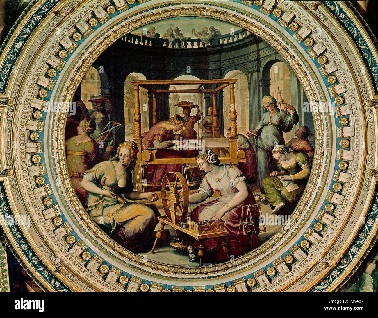 PENELOPE EN SU TALLER - SIGLO XV - RENACIMIENTO ITALIANO. Autore: Sandro Botticelli (1445-1510). Posizione: PALACIO VECCHIO INTERNO, Florenz, Italia. Foto Stock