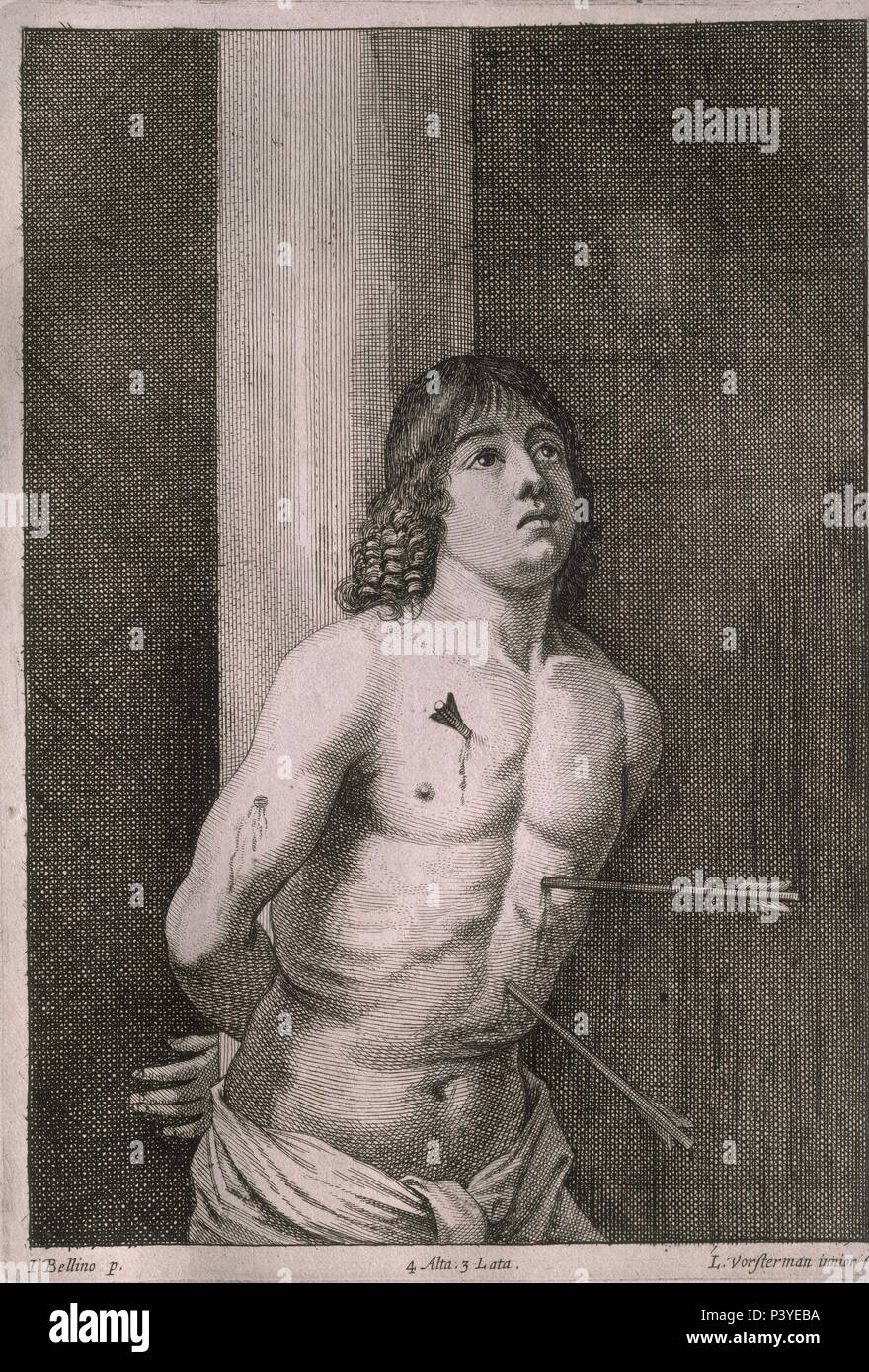 THEATRUM PICTORIUM 1660-S SEBASTIAN-GRABADO SEGUN A.MESSINA. Autore: Lucas Vorsterman II (1624-c. 1667). Posizione: Museo Lazaro Galdiano-COLECCION, MADRID, Spagna. Foto Stock