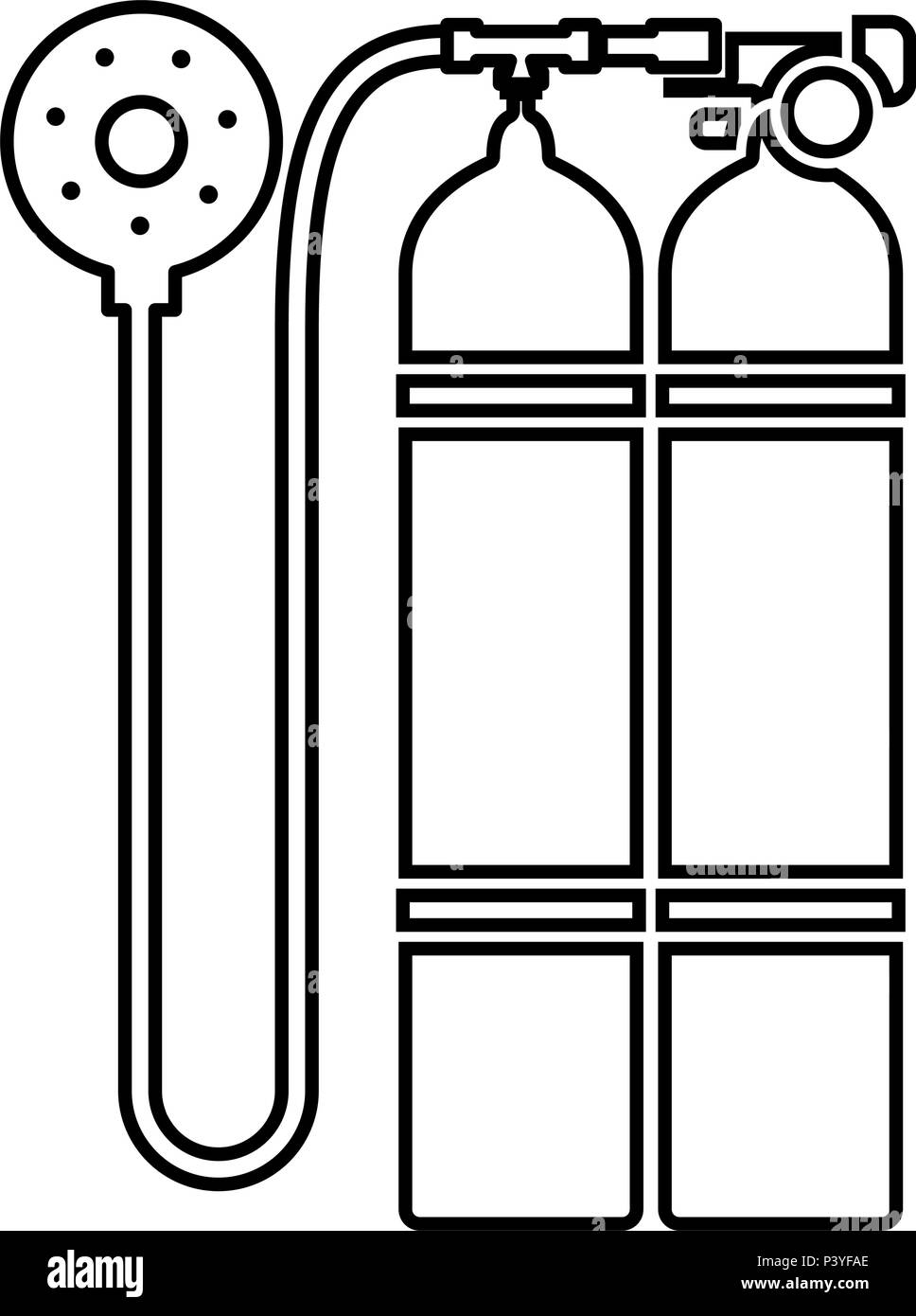 Aqualung scuba icona colore nero vettore I stile piatto semplice immagine Illustrazione Vettoriale