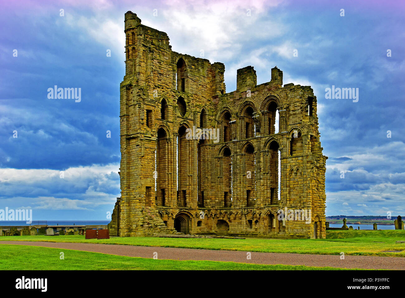 Priorato di Tynemouth e il suo parco Foto Stock